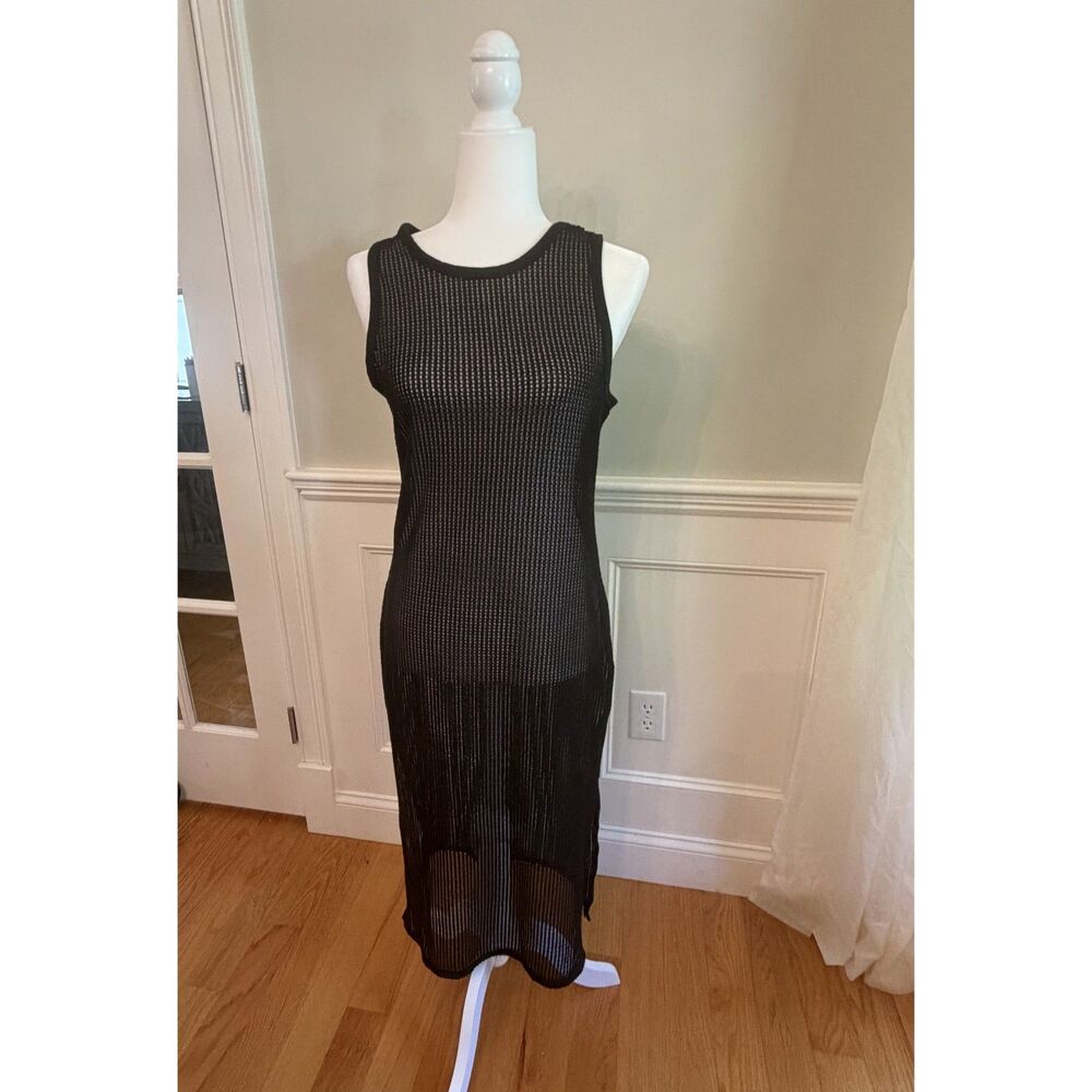 NWT Miken Swim Black Mesh Open Back Cover Up M
